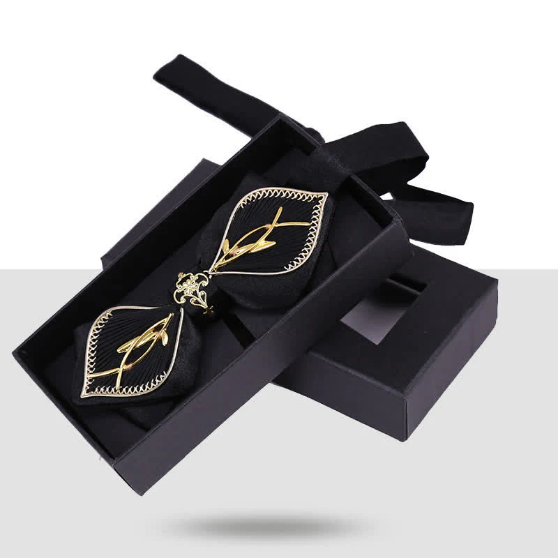 Men's Wedding Golden Floral Branch Bird Bow Tie - Image 5