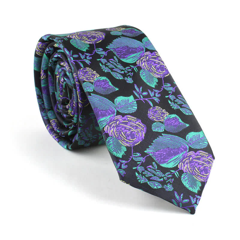 Men's Wedding Party Leisure Suit Skinny Floral Necktie - Image 3