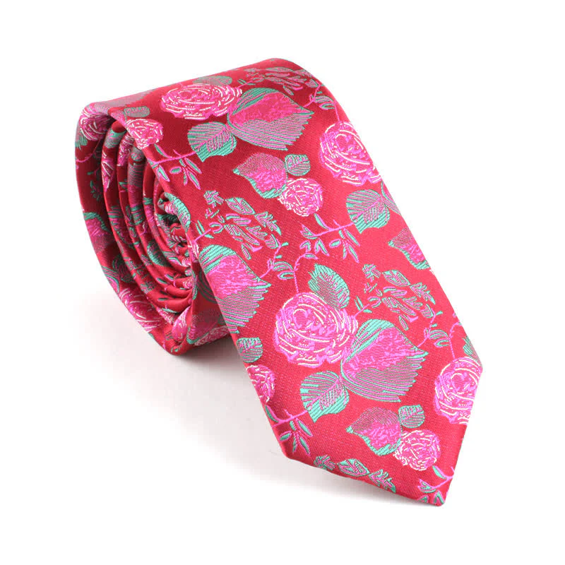 Men's Wedding Party Leisure Suit Skinny Floral Necktie - Image 5