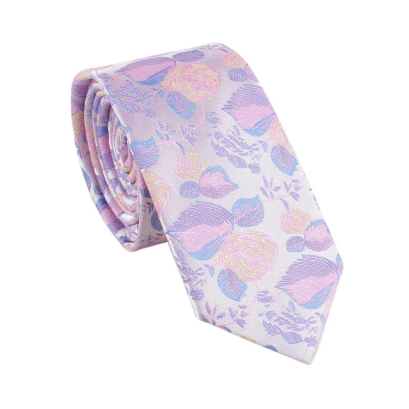 Men's Wedding Party Leisure Suit Skinny Floral Necktie - Image 6