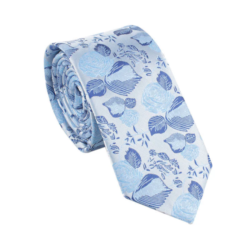 Men's Wedding Party Leisure Suit Skinny Floral Necktie - Image 7