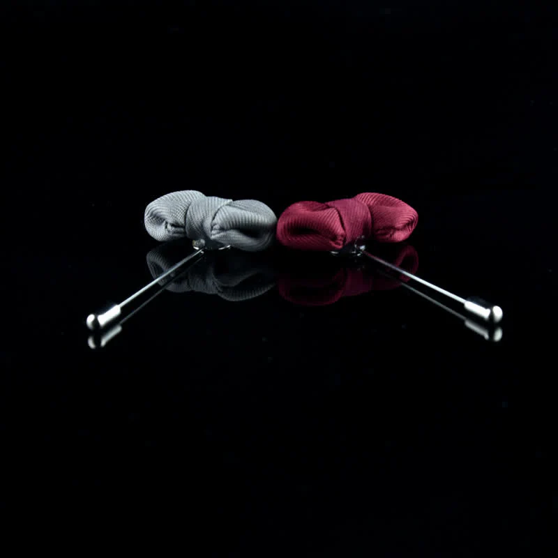 Men's Wedding Pointed Bow Tie Shape Cloth Lapel Pin - Image 6