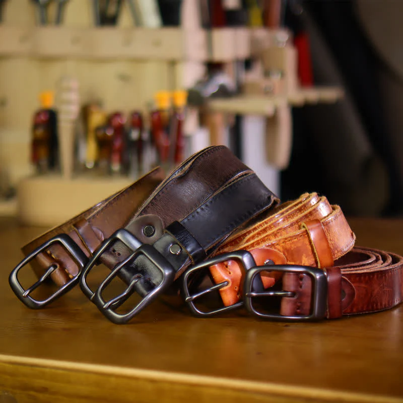 Men's Western Distressed Style Leather Belt - Image 2