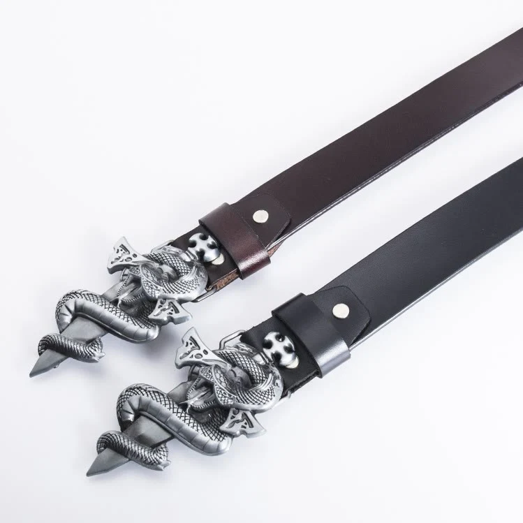 Men's Western Snake Knight's Sword Leather Belt - Image 2