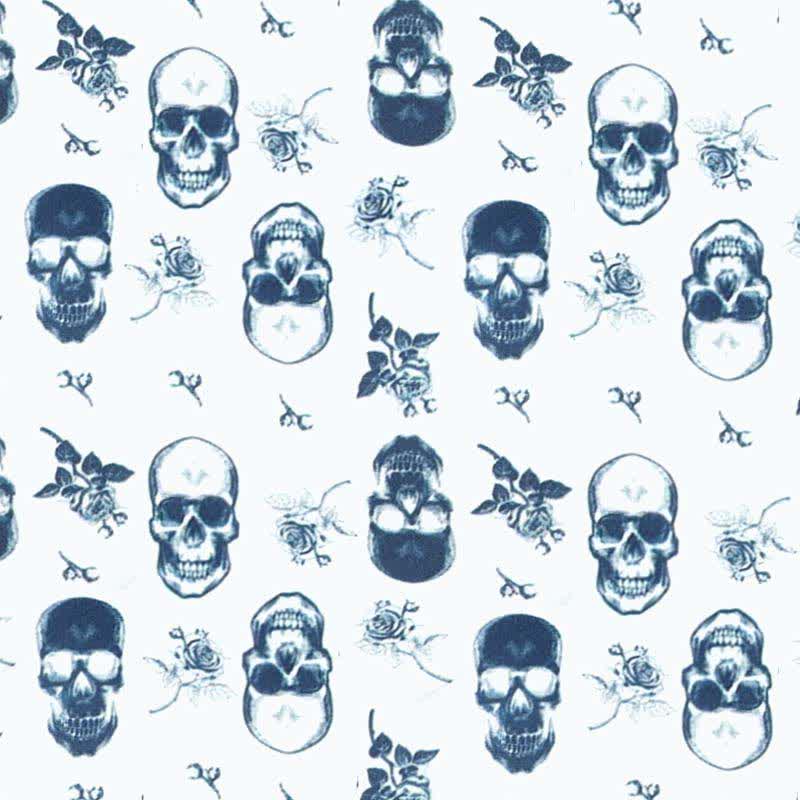 Men's White Base Rose Skull Printed Necktie - Image 2