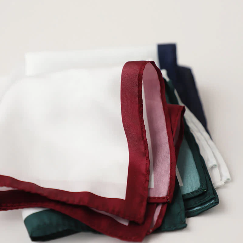 Men's White & Color Edge Wedding Pocket Square - Image 4