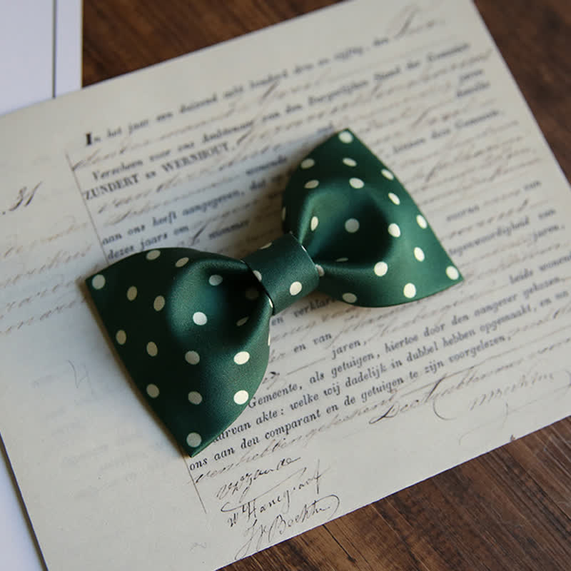 Men's Elegant White Polka Dots Bow Tie - Image 10
