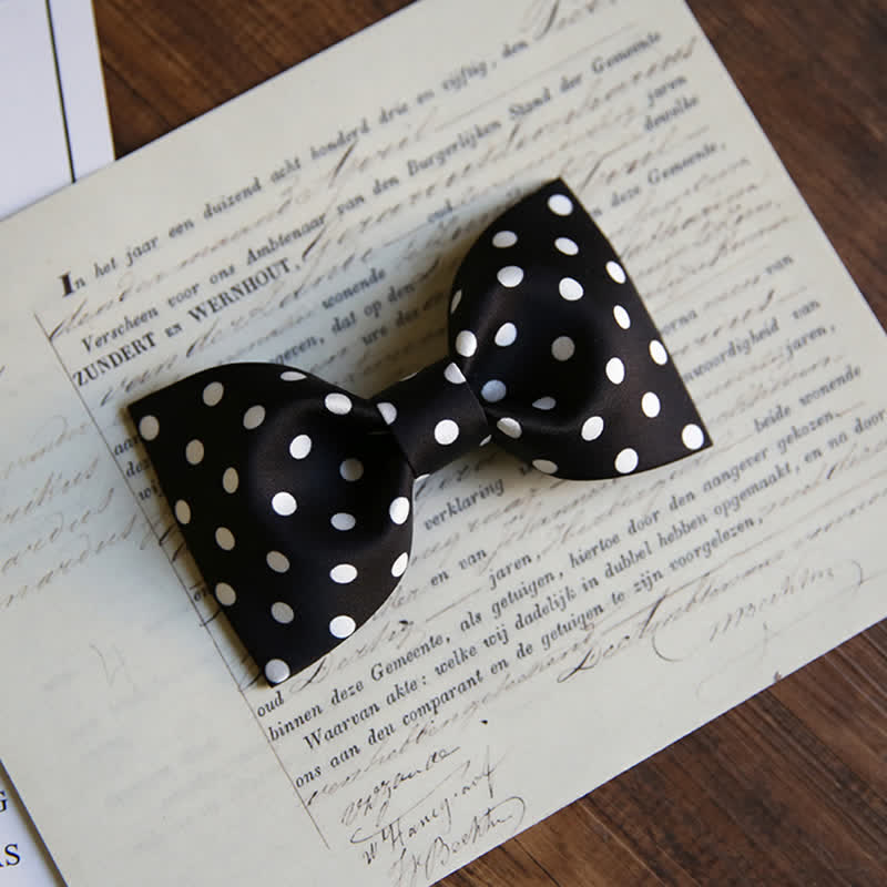 Men's Elegant White Polka Dots Bow Tie - Image 14