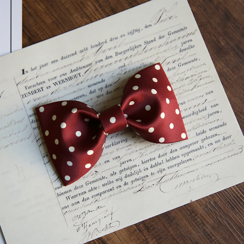 Men's Elegant White Polka Dots Bow Tie - Image 3