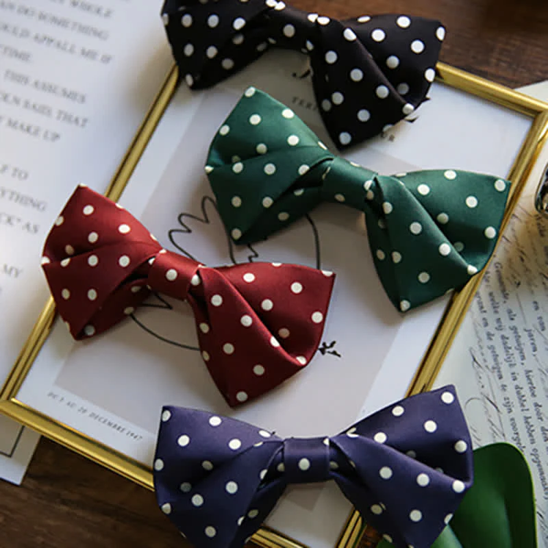 Men's Elegant White Polka Dots Bow Tie - Image 6