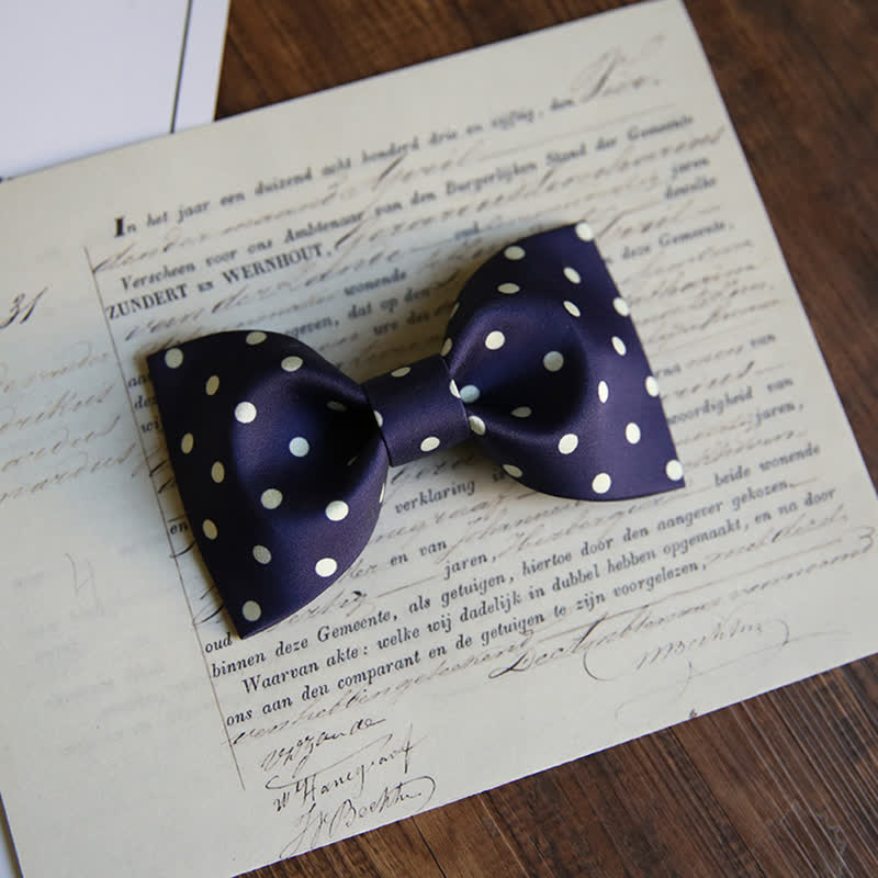 Men's Elegant White Polka Dots Bow Tie - Image 8