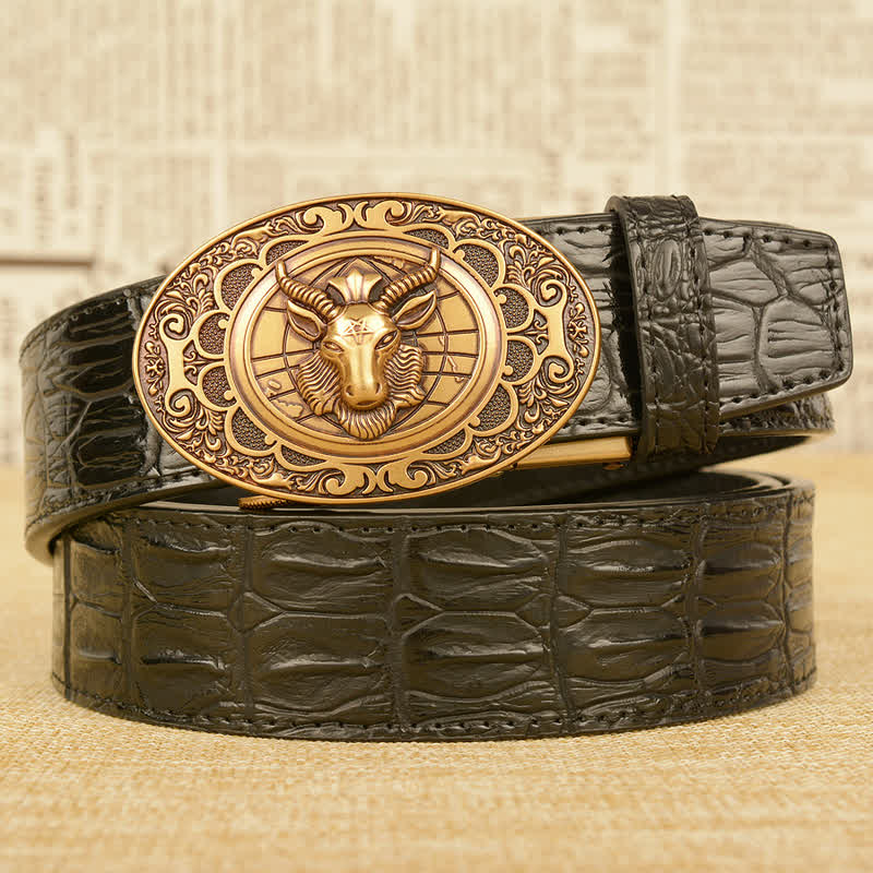 Men's Wild Goat Alligator Pattern Leather Belt - Image 2