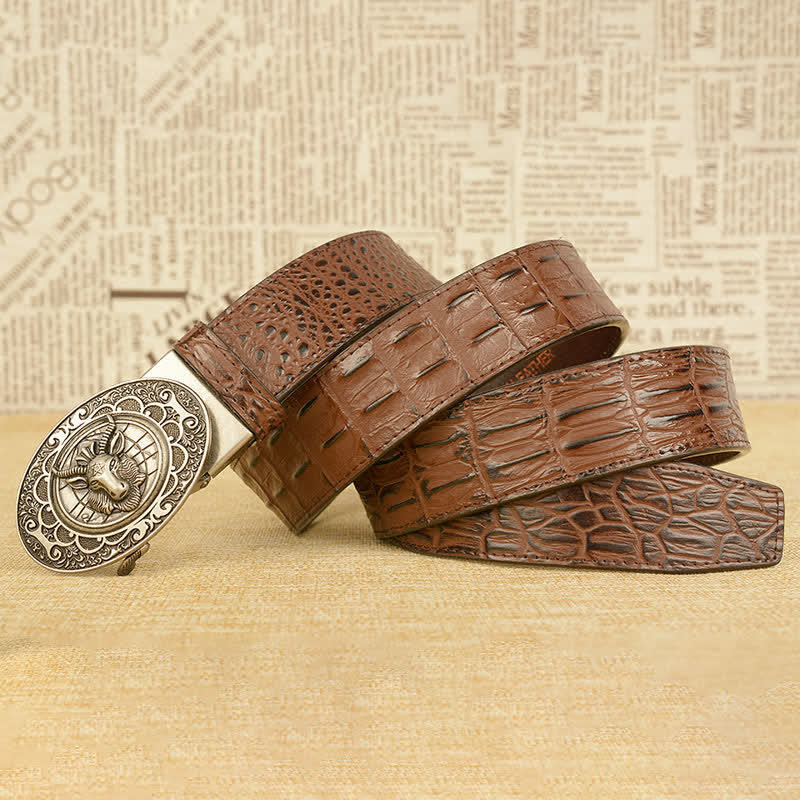 Men's Wild Goat Alligator Pattern Leather Belt - Image 21