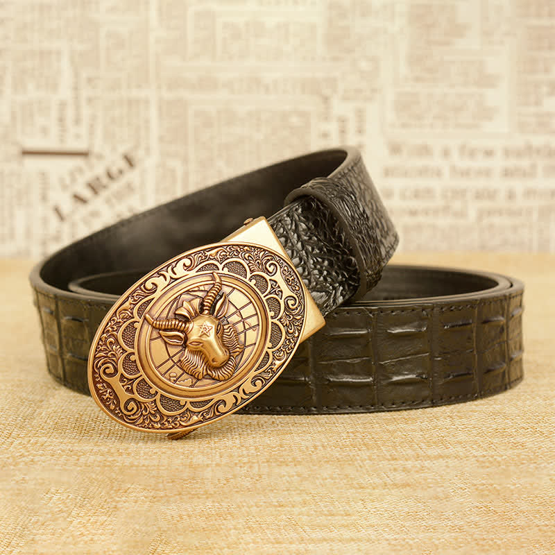 Men's Wild Goat Alligator Pattern Leather Belt - Image 5