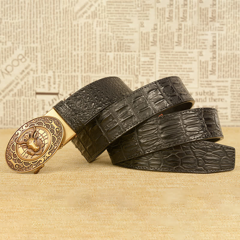 Men's Wild Goat Alligator Pattern Leather Belt - Image 6