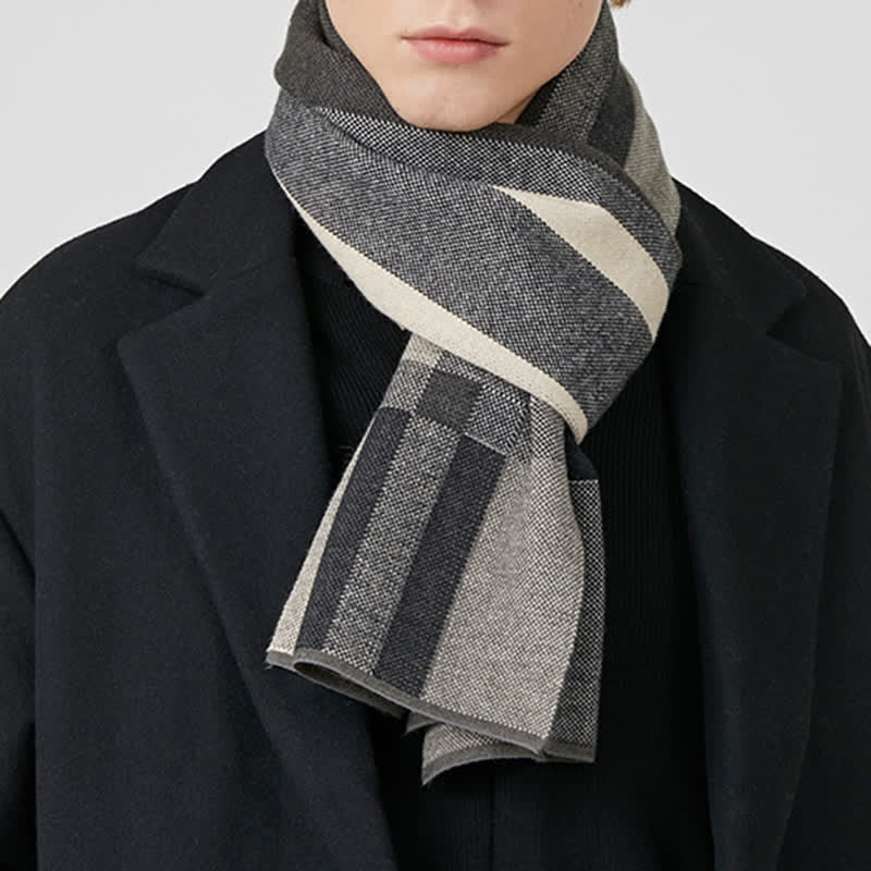 Men's Winter Classical Warm Plaid Stripe Scarf - Image 14