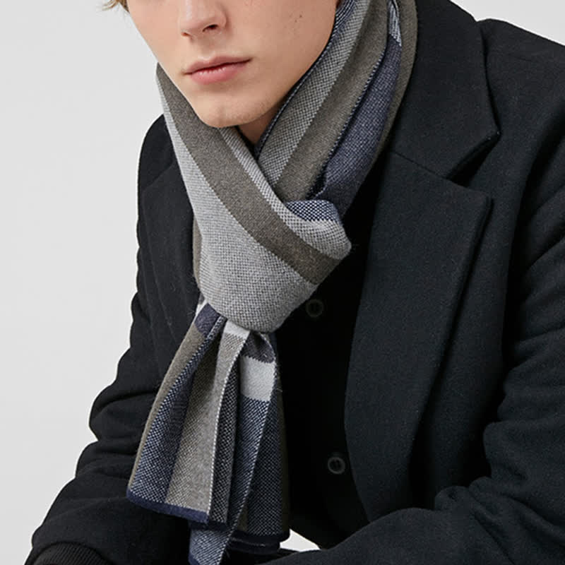 Men's Winter Classical Warm Plaid Stripe Scarf - Image 16