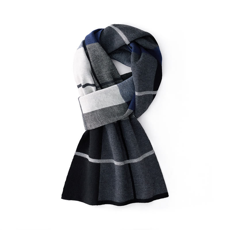 Men's Winter Keep Warm Color Blocked Knitted Scarf