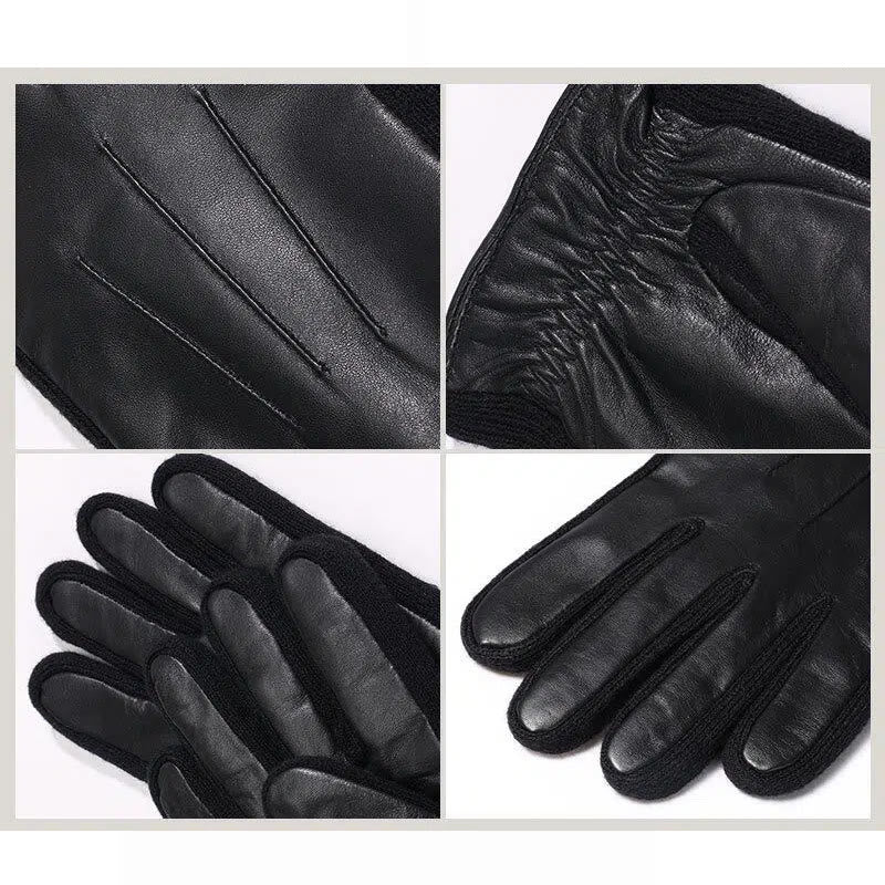 Men's Winter Leather Fleece-Lined Touchscreen Gloves - Image 5