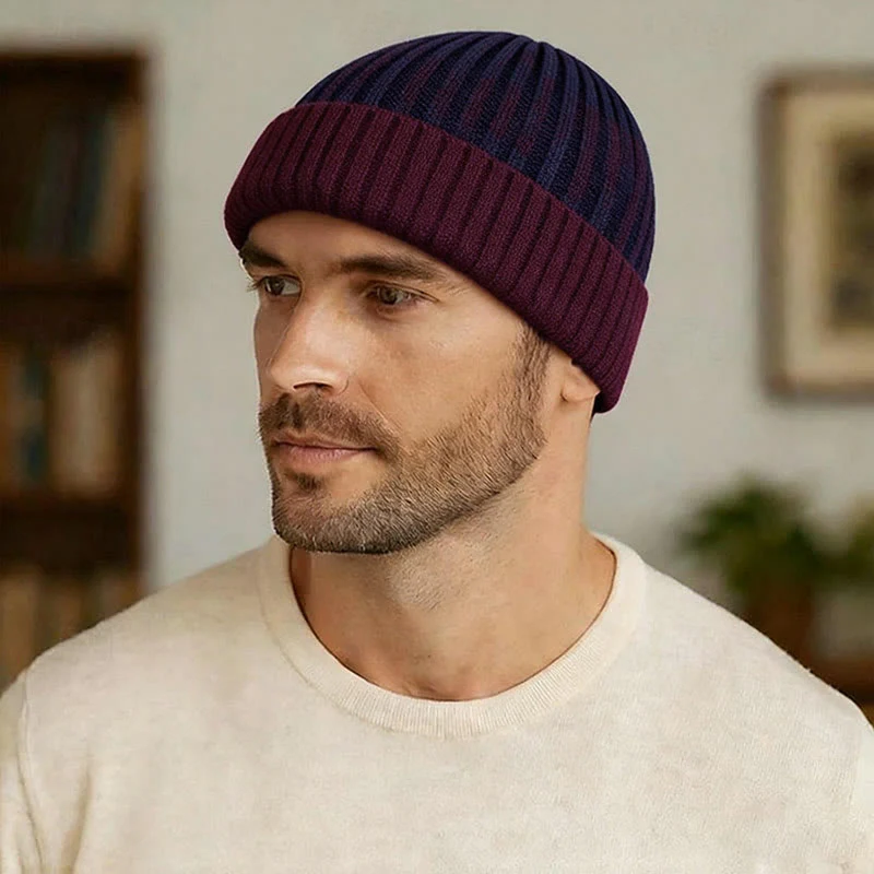 Men's Winter Warm Fleece-Lined Knitted Beanie Hat