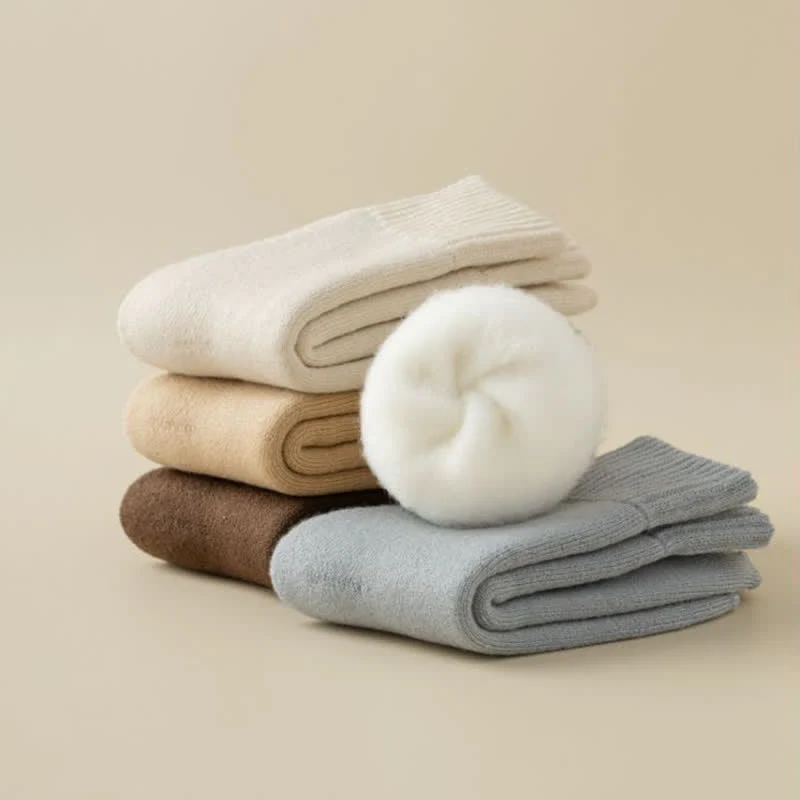Men's Winter Warm Solid Color Cashmere Crew Socks - Image 2