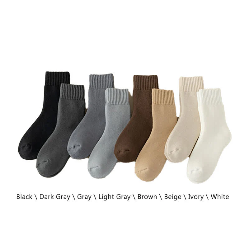 Men's Winter Warm Solid Color Cashmere Crew Socks - Image 3