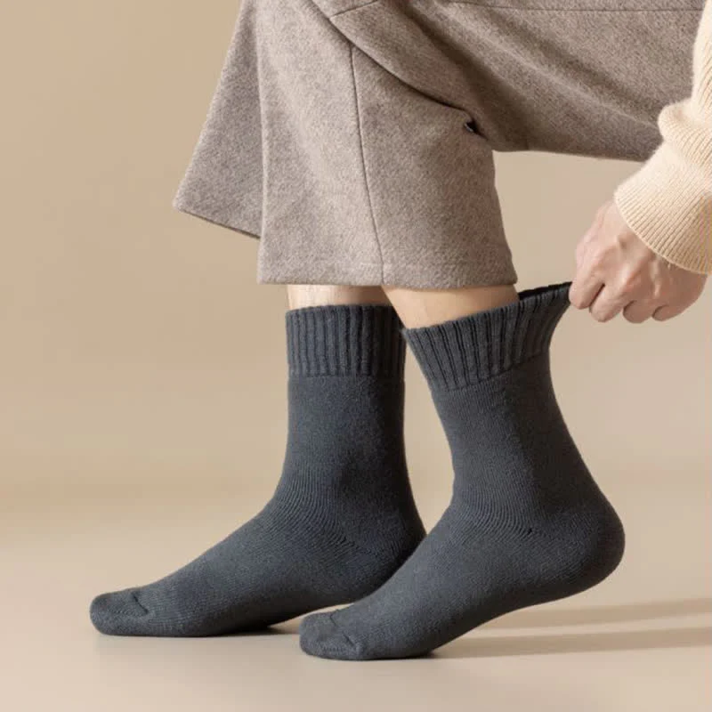 Men's Winter Warm Solid Color Cashmere Crew Socks - Image 4