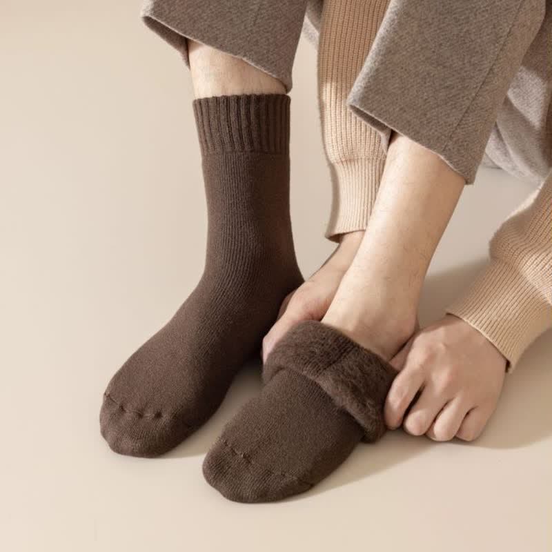Men's Winter Warm Solid Color Cashmere Crew Socks - Image 7