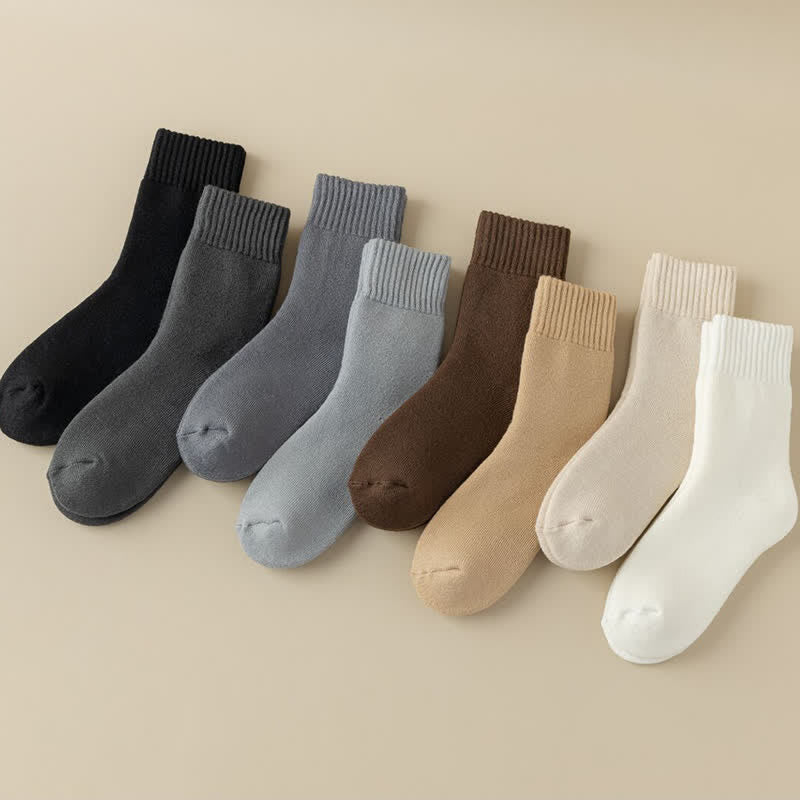 Men's Winter Warm Solid Color Cashmere Crew Socks - Image 9