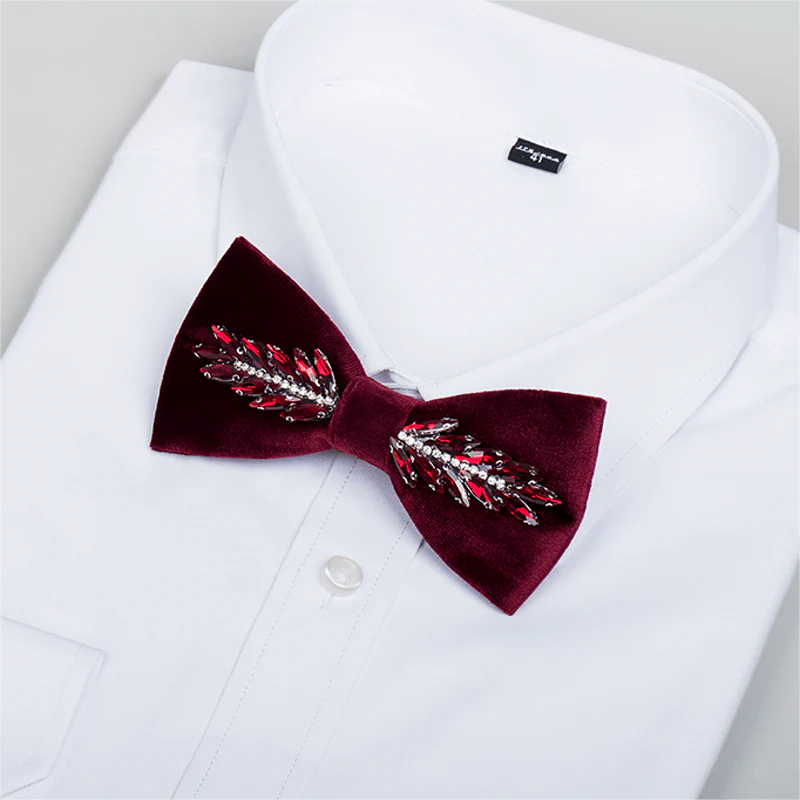 Men's Witty Crystal Velvet Bow Tie - Image 2