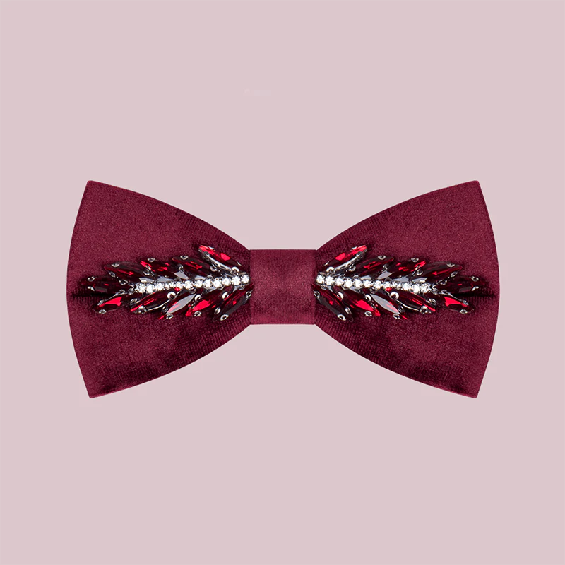Men's Witty Crystal Velvet Bow Tie - Image 3