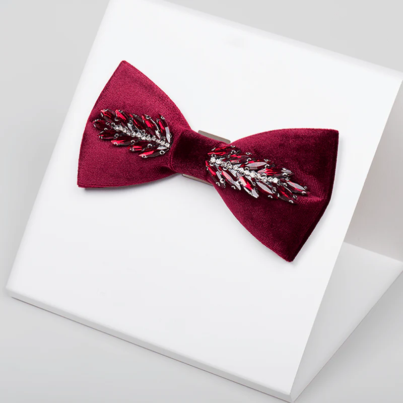 Men's Witty Crystal Velvet Bow Tie - Image 4