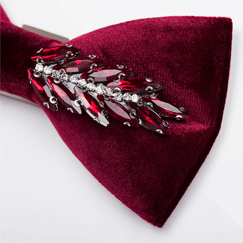 Men's Witty Crystal Velvet Bow Tie - Image 6