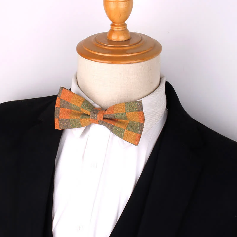 Men's Wood Grain Geometric Print Multi-Color Bow Tie - Image 2