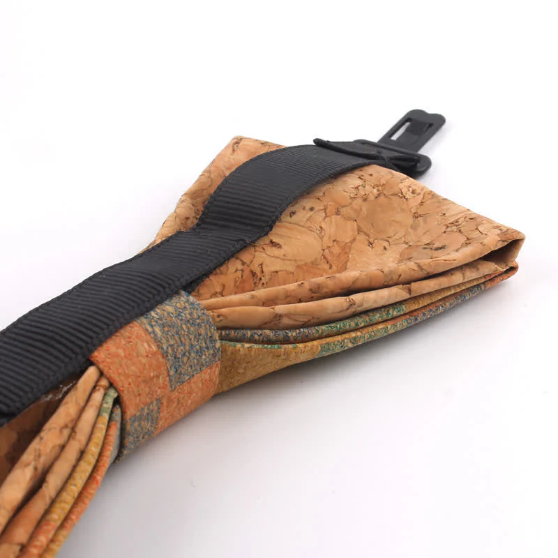Men's Wood Grain Geometric Print Multi-Color Bow Tie - Image 8