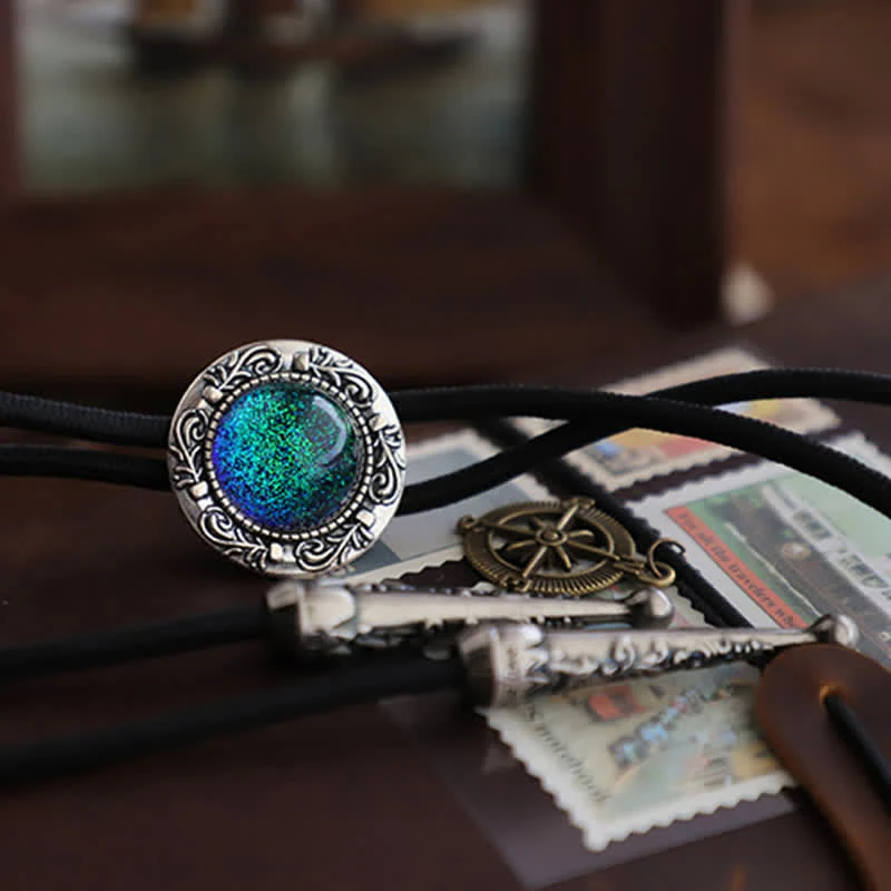 Mermaid Tears Retro Blue-Green Pendant Bolo Tie - Image 5