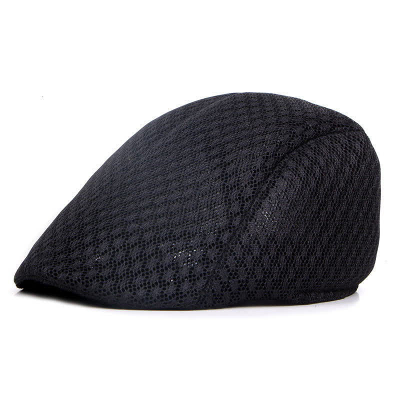Mesh Summer Solid Color Flat Beret Hat - Image 2