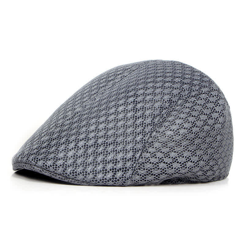 Mesh Summer Solid Color Flat Beret Hat - Image 7