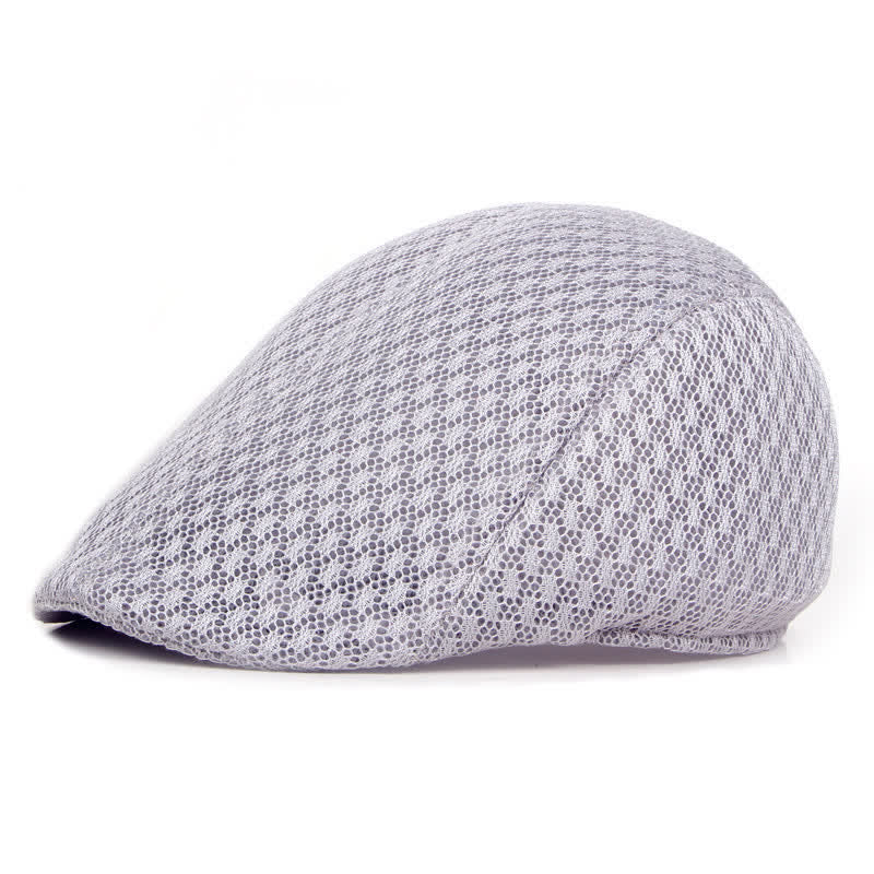Mesh Summer Solid Color Flat Beret Hat - Image 8