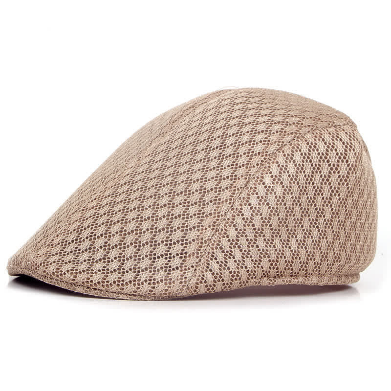 Mesh Summer Solid Color Flat Beret Hat - Image 9