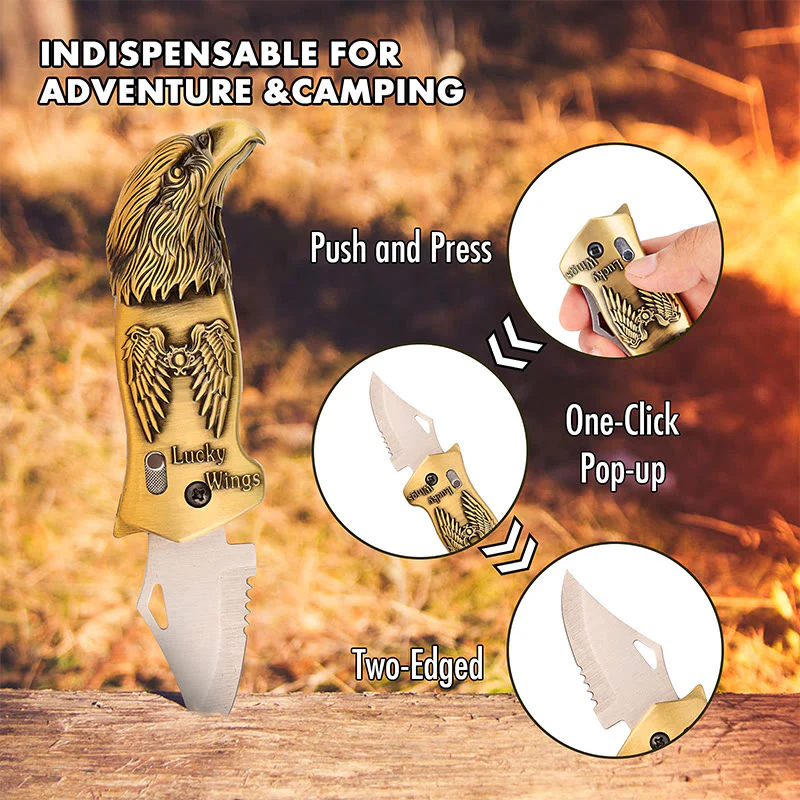 Metal Eagle Head Foldable Knife Jet Torch Refillable Butane Lighter - Image 5