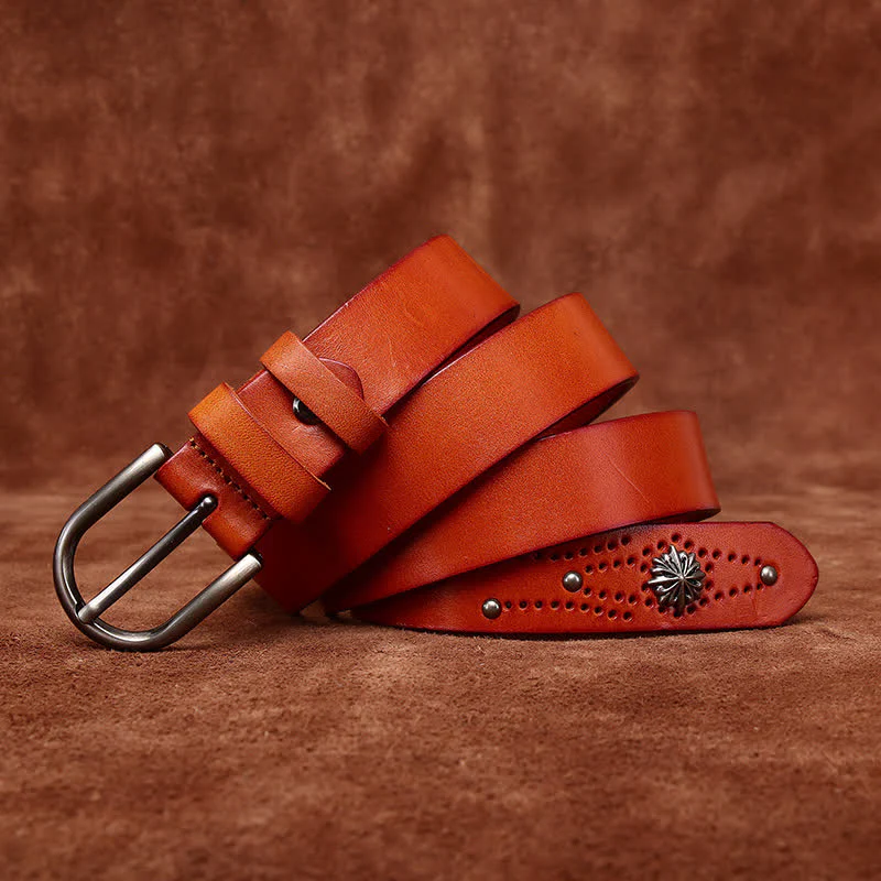 Metal Rivet Fashionable Casual Slim Leather Belt - Image 12