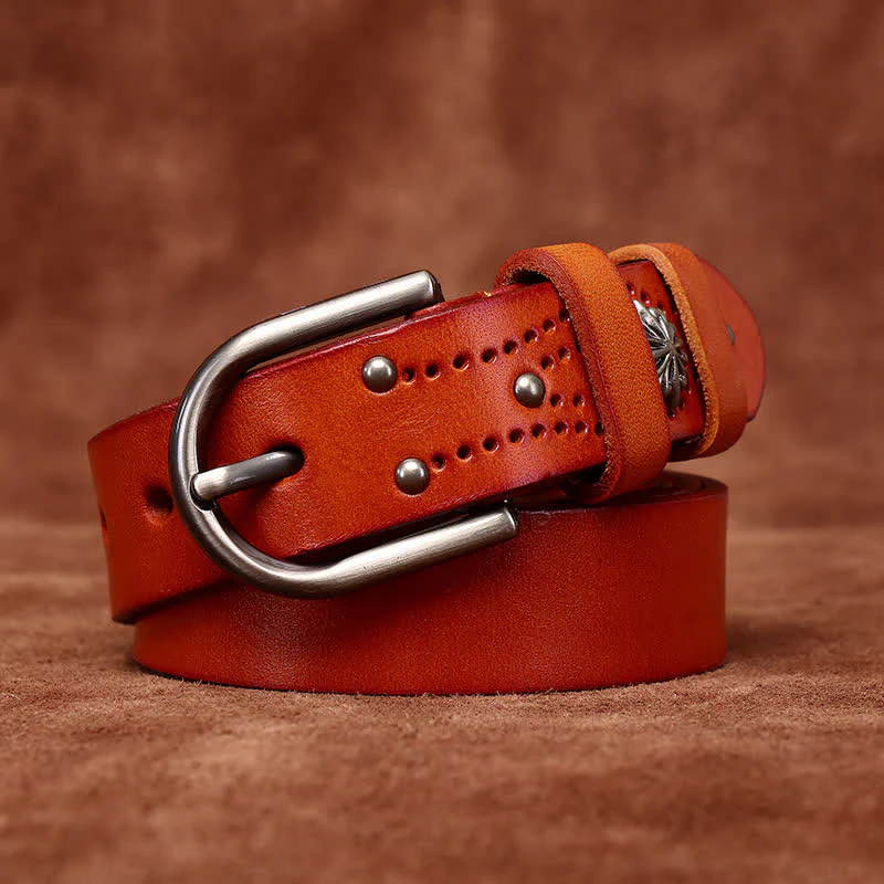 Metal Rivet Fashionable Casual Slim Leather Belt - Image 13
