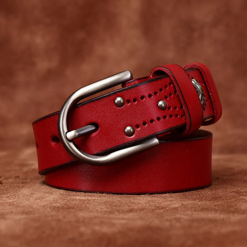 Metal Rivet Fashionable Casual Slim Leather Belt - Image 16