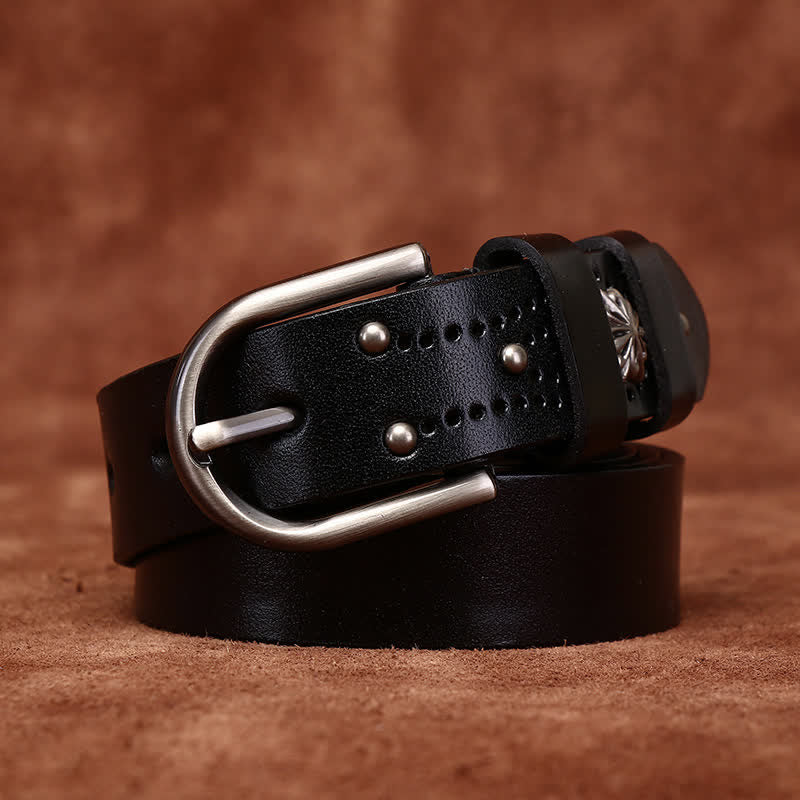 Metal Rivet Fashionable Casual Slim Leather Belt - Image 7
