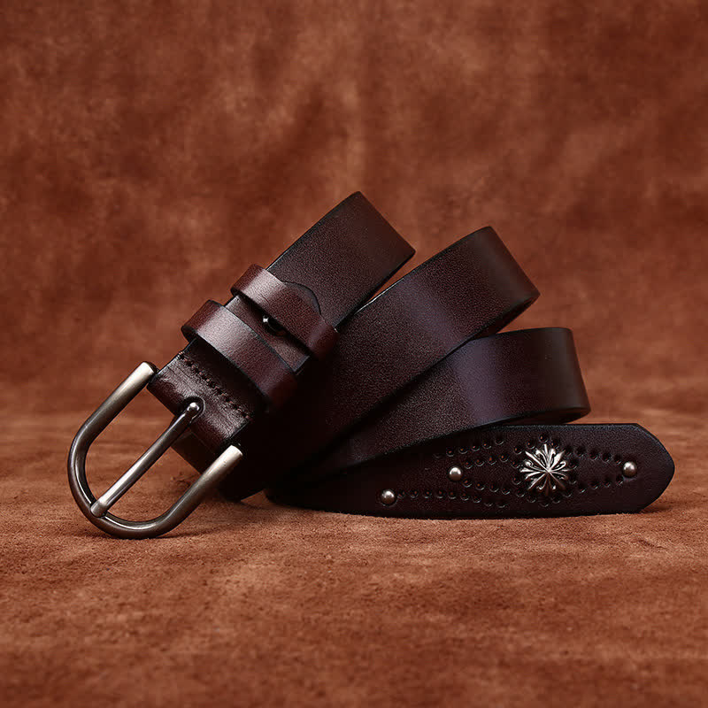 Metal Rivet Fashionable Casual Slim Leather Belt - Image 9