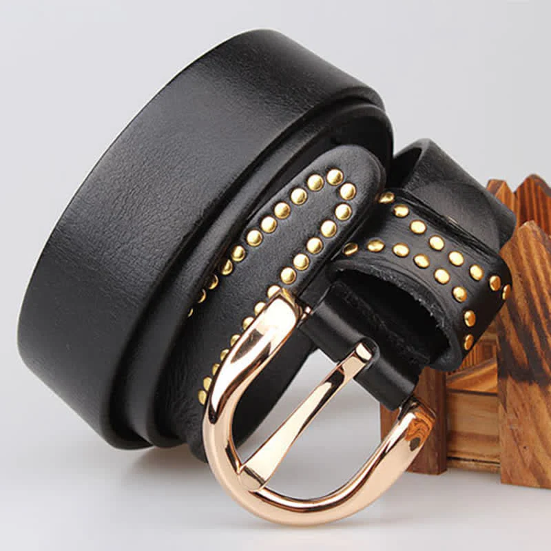 Metal Studded Rock Heavy Duty Rivets Leather Belt - Image 11