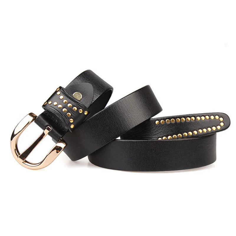 Metal Studded Rock Heavy Duty Rivets Leather Belt - Image 8