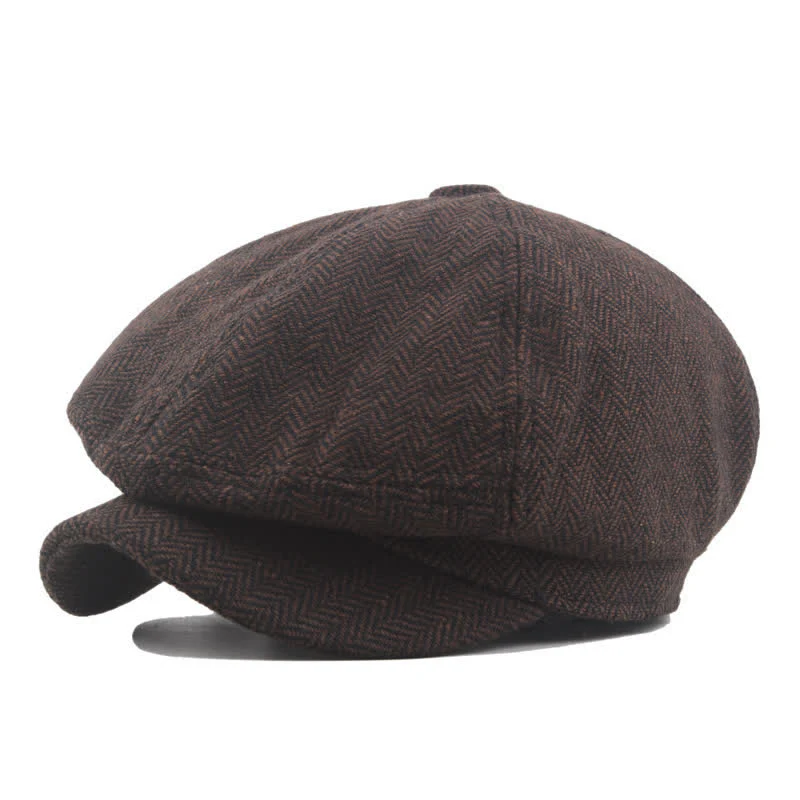 Middle-Aged Herringbone Classic Octagonal Beret Hat - Image 2