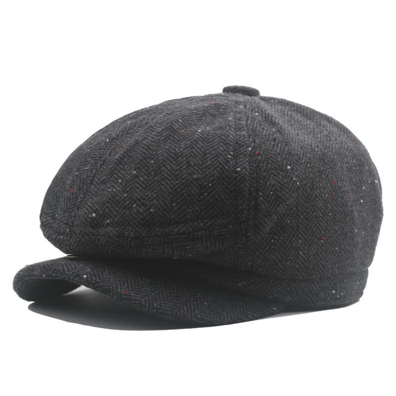 Middle-Aged Herringbone Classic Octagonal Beret Hat - Image 3